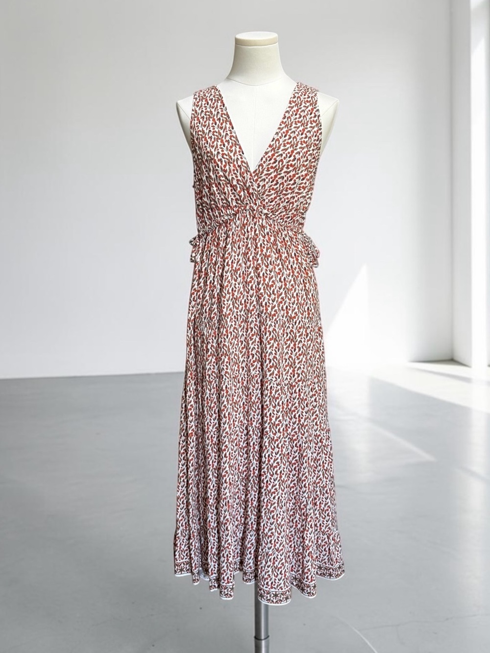 Max Studio Boho Sleeveless V-Neck Midi Dress in Rust Leopard Print! Small! - Picture 4 of 8